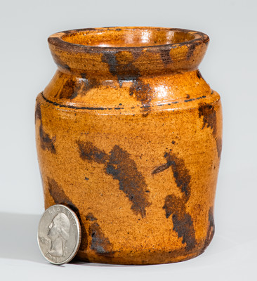 Rare and Fine Miniature Midwestern Redware Jar w/ Manganese Slashes, probably Galena