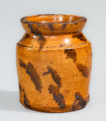 Rare and Fine Miniature Midwestern Redware Jar w/ Manganese Slashes, probably Galena