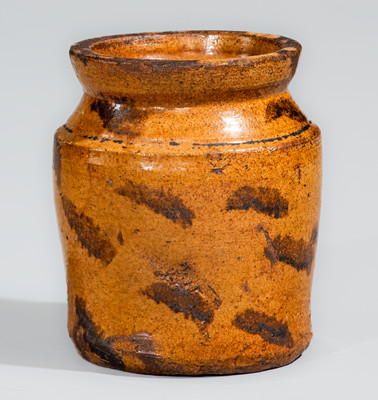 Rare and Fine Miniature Midwestern Redware Jar w/ Manganese Slashes, probably Galena