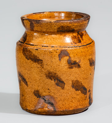Rare and Fine Miniature Midwestern Redware Jar w/ Manganese Slashes, probably Galena