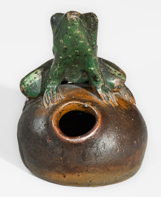 Fine "Anna Pottery / 1876" Stoneware Frog Inkwell, Wallace and Cornwall Kirkpatrick, Anna, Illinois