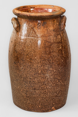 Three-Gallon Galena, Illinois Manganese-Glazed Redware Churn