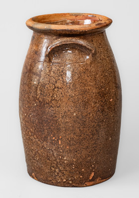 Three-Gallon Galena, Illinois Manganese-Glazed Redware Churn