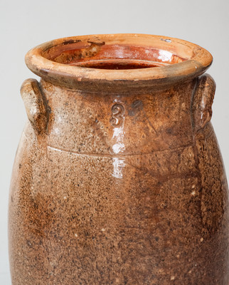 Three-Gallon Galena, Illinois Manganese-Glazed Redware Churn