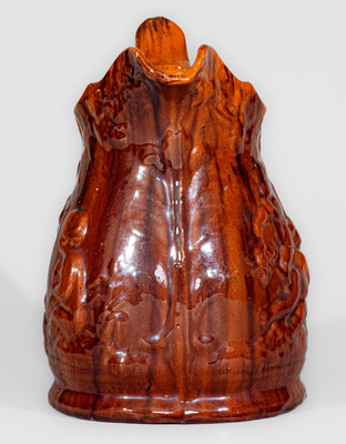 Rare Glazed Pottery Pitcher w/ Relief Cherub Pattern, attrib. John Bell, Waynesboro, PA