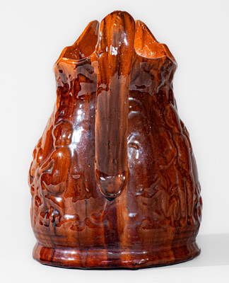 Rare Glazed Pottery Pitcher w/ Relief Cherub Pattern, attrib. John Bell, Waynesboro, PA
