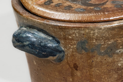 Unusual Lidded Stoneware Cake Crock, Northeastern U.S. origin, early 19th century