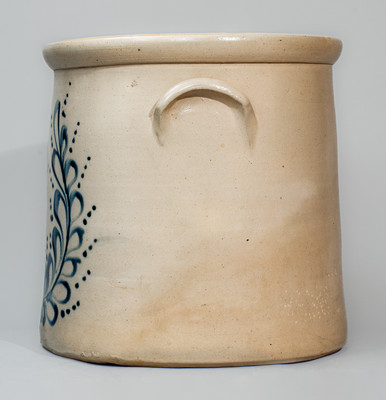 Fine Six-Gallon New York State Stoneware Crock w/ Cobalt Wreath