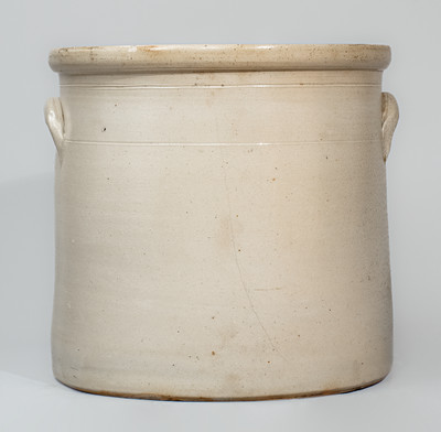 Fine Six-Gallon FORT EDWARD STONEWARE CO. (New York) Crock w/ Elaborate Double-Bird Design