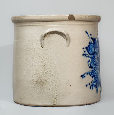 Fine Six-Gallon FORT EDWARD STONEWARE CO. (New York) Crock w/ Elaborate Double-Bird Design