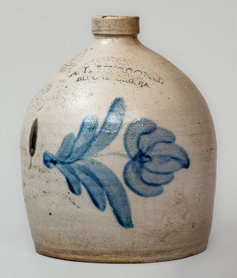 A. L. HYSSONG / BLOOMSBURG, PA Stoneware Jug, circa 1891-1914