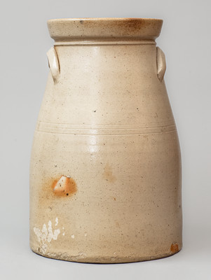 NY State Stoneware Churn w/ Cobalt Chicken Pecking Corn Decoration, c1885