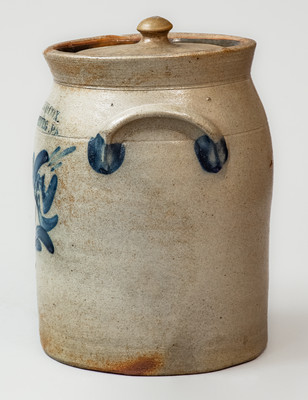 COWDEN & WILCOX / HARRISBURG, PA Lidded Stoneware Jar, c1865