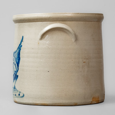 Attrib. Brady & Ryan, Ellenville, NY Stoneware Crock w/ Cobalt Chicken Pecking Corn