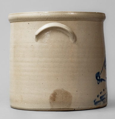 Attrib. Brady & Ryan, Ellenville, NY Stoneware Crock w/ Cobalt Chicken Pecking Corn