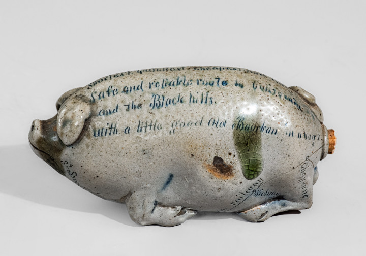Rare Anna Pottery Stoneware Pig Flask w/ 