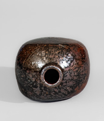 Extremely Rare Texas Stoneware Flask, probably Jefferson S. Nash Pottery, Marion County, c1850-60