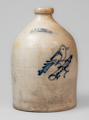 J. & E. NORTON / BENNINGTON VT One-Gallon Stoneware Bird Jug, c1855