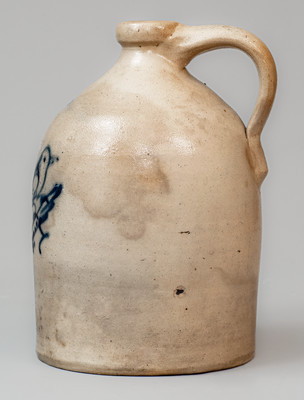 J. & E. NORTON / BENNINGTON VT One-Gallon Stoneware Bird Jug, c1855