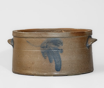 Baltimore Stoneware Butter Crock w/ Cobalt Leaf Decoration, c1875