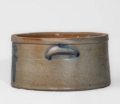 Baltimore Stoneware Butter Crock w/ Cobalt Leaf Decoration, c1875