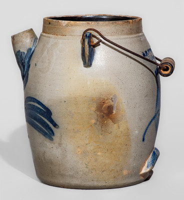 Rare D.P HOBART, Agent / Williamsport, Pa Stoneware Batter Pail w/ Cobalt Floral Decoration