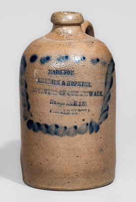 Small-Sized Philadelphia Advertising Jug, attrib. Richard C. Remmey Pottery, Philadelphia, PA