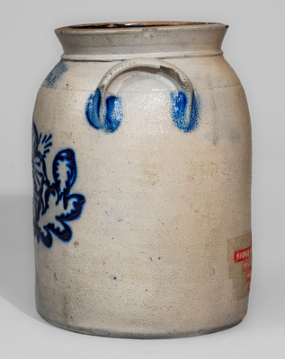 Fine COWDEN & WILCOX / HARRISBURG, PA Stoneware Jar w/ Slip-Trailed Cobalt Decoration