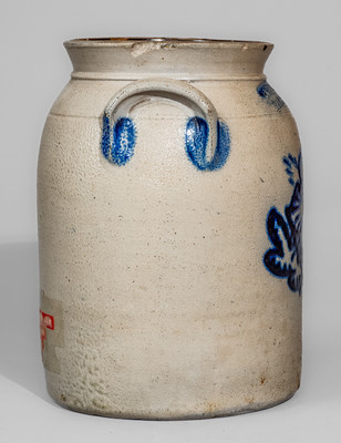 Fine COWDEN & WILCOX / HARRISBURG, PA Stoneware Jar w/ Slip-Trailed Cobalt Decoration