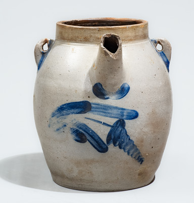 SIPE, NICHOLS & CO. / Williamsport, Pa. Stoneware Batter Pail w/ Elaborate Cobalt Floral Decoration