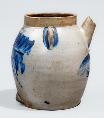 SIPE, NICHOLS & CO. / Williamsport, Pa. Stoneware Batter Pail w/ Elaborate Cobalt Floral Decoration