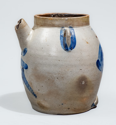 SIPE, NICHOLS & CO. / Williamsport, Pa. Stoneware Batter Pail w/ Elaborate Cobalt Floral Decoration