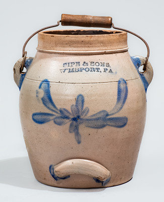 SIPE & SONS, / WILLIAMSPORT, PA Stoneware Batter Pail, c1885