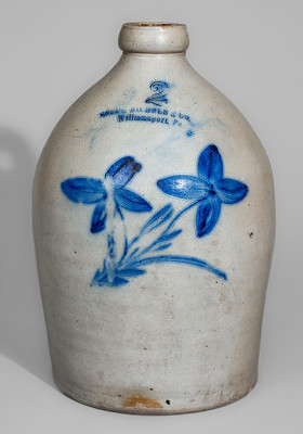 MOORE, NICHOLS & CO. / Williamsport, Pa Two-Gallon Stoneware Jug, c1877-79