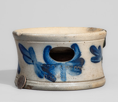 Fine and Scarce Small-Sized COWDEN & WILCOX / HARRISBURG Stoneware Spittoon w/ Dragonfly Motif