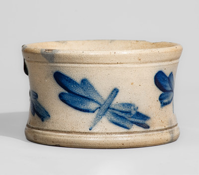 Fine and Scarce Small-Sized COWDEN & WILCOX / HARRISBURG Stoneware Spittoon w/ Dragonfly Motif