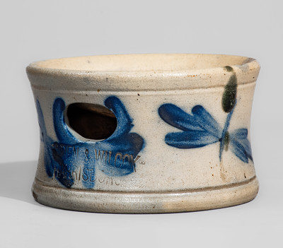 Fine and Scarce Small-Sized COWDEN & WILCOX / HARRISBURG Stoneware Spittoon w/ Dragonfly Motif