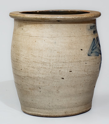 COWDEN & WILCOX / HARRISBURG, PA One-and-a-Half-Gallon Stoneware Jar w/ Cobalt Grapes Decoration
