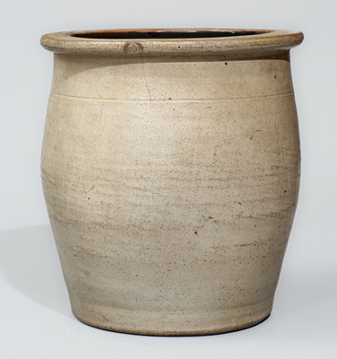 COWDEN & WILCOX / HARRISBURG, PA One-and-a-Half-Gallon Stoneware Jar w/ Cobalt Grapes Decoration