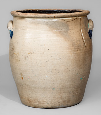 COWDEN & WILCOX / HARRISBURG, PA Five-Gallon Stoneware Jar w/ Elaborate Cobalt Floral Decoration