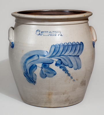 SIPE & SONS, / WILLIAMSPORT, PA Six-Gallon Stoneware Jar , circa 1885