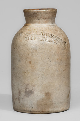 Rare Salt-Glazed Stoneware Canning Jar w/ Lock Haven, PA Advertising, attrib. Cowden & Wilcox