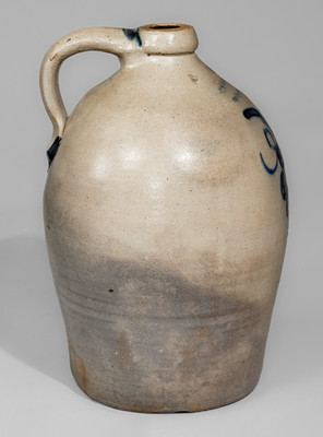 COWDEN & WILCOX / HARRISBURG, PA Two-Gallon Stoneware Jug w/ Cobalt Grapes Decoration