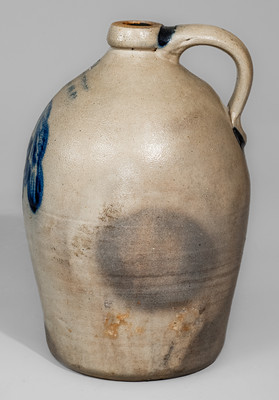 COWDEN & WILCOX / HARRISBURG, PA Two-Gallon Stoneware Jug w/ Cobalt Grapes Decoration