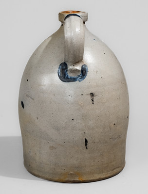 Fine COWDEN & WILCOX / HARRISBURG, PA Stoneware Jug w/ Cobalt Man-in-the-Moon Decoration