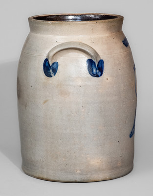 Rare COWDEN & WILCOX / HARRISBURG, PA Two-Gallon Stoneware Jar w/ Cobalt Bird-on-Stump