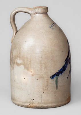 E & L P NORTON / BENNINGTON VT Two-Gallon Stoneware Bird Jug, c1870
