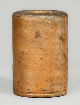 Salt-Glazed Stoneware Oyster w/ Wooden Lid, probably Thomas Commeraw, Manhattan, NY, early 19th century