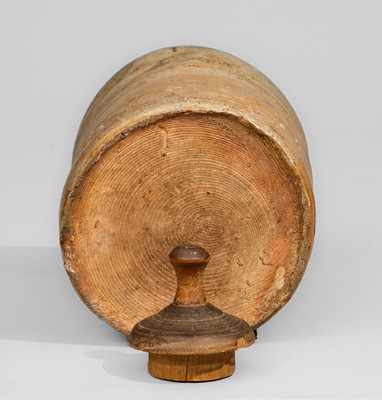Salt-Glazed Stoneware Oyster w/ Wooden Lid, probably Thomas Commeraw, Manhattan, NY, early 19th century