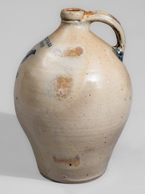 I. SEYMOUR &. CO / TROY, NY Two-Gallon Stoneware Jug w/ Incised Bird Decoration, c1823-28